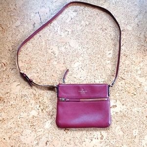 Kate Spade Red Current Pebbled Leather Crossbody Bag,  With Dust Bag